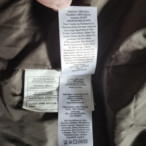 EDDIE BAUER MID LENGTH PUFFER DOWN ZIP HOODED JACKET BRONZE METALLIC WOMENS LG - Picture 10 of 16